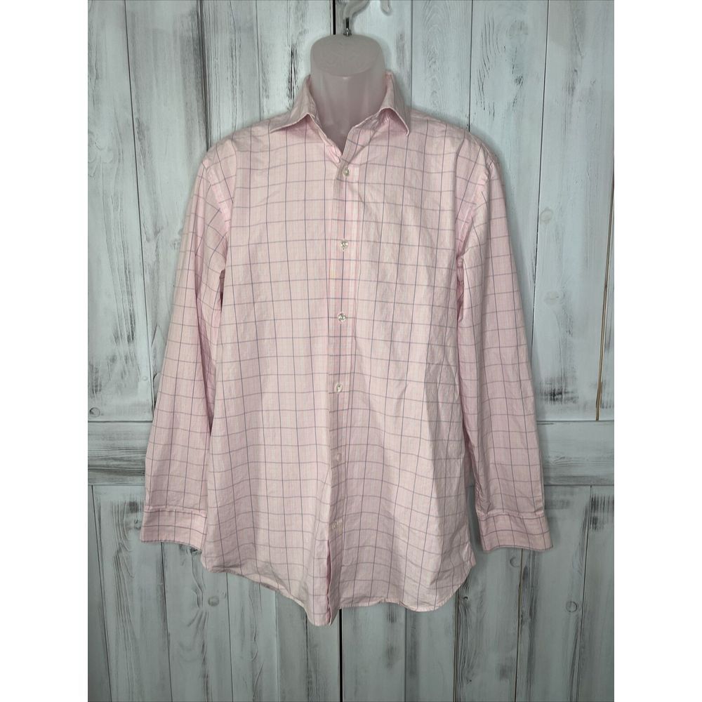 VINEYARD VINES COLLECTION BARON PINK WINDOWPANE PLAID BUTTON UP SHIRT COTTON MD